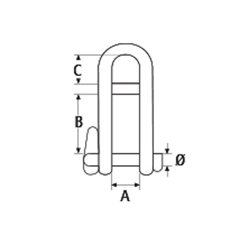 Grillete a presión con pasador - Ø 6 , A 16 , B 43 , C 15