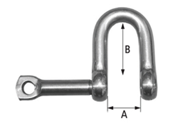 Straight shackle with safety pin - Ø 8 , A 16 , B 30
