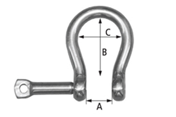 Lyre shackle with safety pin - Ø 6 , A 12 , B 30 , C 21